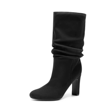 DREAM PAIRS Slouch Boots for Women Mid Calf, Women's Fashion Almond Toe High Heel Fall Winter Dressy...