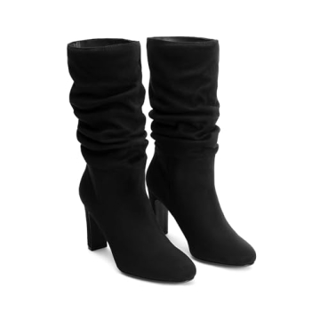 DREAM PAIRS Stylish Slouch Boots for Women Mid Calf