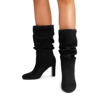 DREAM PAIRS Stylish Slouch Boots for Women Mid Calf