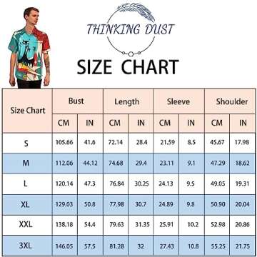 Thinking Dust Retro Button-Down Shirt for Men Casual Tropical Hawaiian Shirts 50s Rockabilly Style Cuban Holiday Beach Shirt