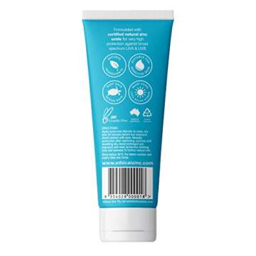 Ethical Zinc Mineral Sport Sunscreen Natural Zinc Oxide Physical SPF 50+ Water Resistant, Sensitive ...