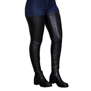 Knee High Boots Women Thigh High Over Knee Stretch Fashion Low Chunky Heel Round Toe Zipper Winter Boots Black Red US4.5-14, black, 40