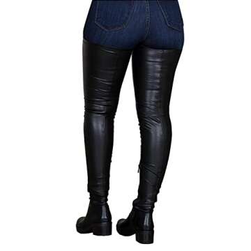 Knee High Boots Women Thigh High Over Knee Stretch Fashion Low Chunky Heel Round Toe Zipper Winter Boots Black Red US4.5-14, black, 40