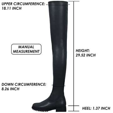 Knee High Boots Women Thigh High Over Knee Stretch Fashion Low Chunky Heel Round Toe Zipper Winter Boots Black Red US4.5-14, black, 40