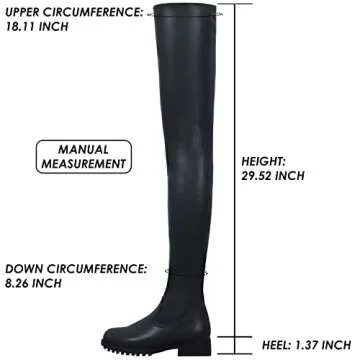 Knee High Boots Women Thigh High Over Knee Stretch Fashion Low Chunky Heel Round Toe Zipper Winter Boots Black Red US4.5-14, black, 40