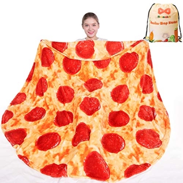 mermaker Pizzas Blanket 2.0 Double Sided 60 inches, Novelty Realistic Pizzas Food Blanket for Kids a...