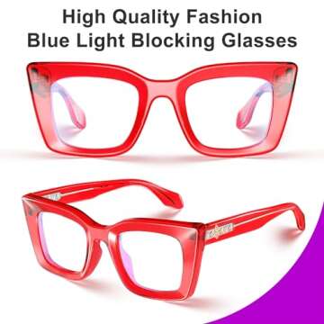 VISOONE Fashion Cat Eye TR90 Blue Light Blocking Glasses with Anti Computer Glare for Women CALIDA
