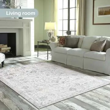 COLLACT 5x7 Vintage Floral Print Washable Area Rug