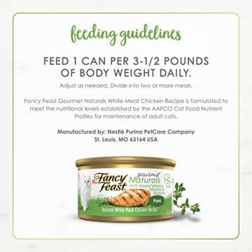 Purina Fancy Feast Wet Cat Food Pate Gourmet Naturals White Meat Chicken Recipe - (Pack of 12) 3 oz. Cans