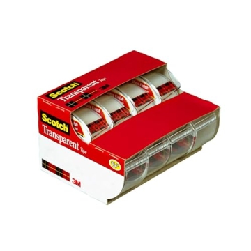 Scotch Transparent Tape - 4 Reliable Dispensered Rolls