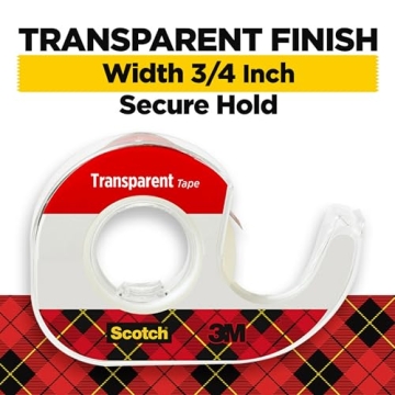 Scotch Transparent Tape - 4 Reliable Dispensered Rolls