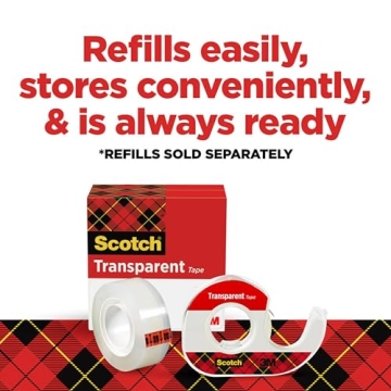 Scotch Transparent Tape - 4 Reliable Dispensered Rolls