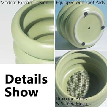 Cusmation 5.7 Inch Modern White Ceramic Planter Pot with Drainage Holes, Suitable for Indoor Plants,...