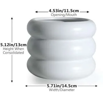 Cusmation 5.7 Inch Modern White Ceramic Planter Pot with Drainage Holes, Suitable for Indoor Plants, Cute Unique Planters for Home & Office Decor