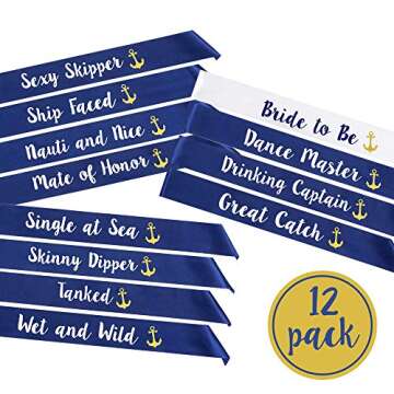 “Last Sail Before The Veil” Bachelorette Sashes | 12 Pack | 1 Bride to be Sash and 11 Bride Trib...