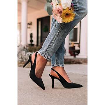 Trish Lucia Womens Slingback Pointed Toe Stiletto Pumps - Cool Black High Heels for Parties & Office...