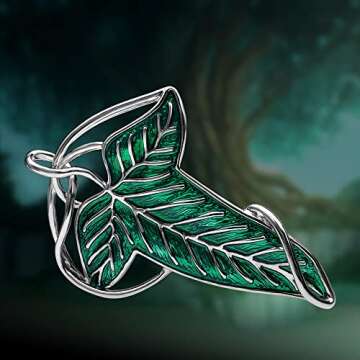 Bahamut Elegant Elven Green Tree Leaf Enamel Pins Brooch for Custom Style