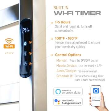 Brandon Basics Wall Mounted Electric Towel Warmer with Wi-Fi Timer