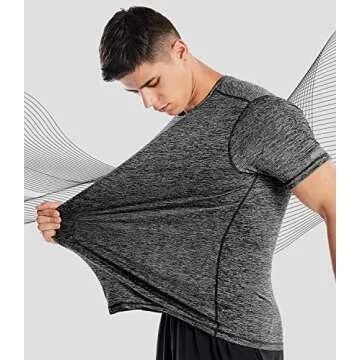 Mens Athletic Shirts Dry Fit Workout Running Gym Tshirt Sports Performance Tee Shirt(XL,Marled Charcoal)