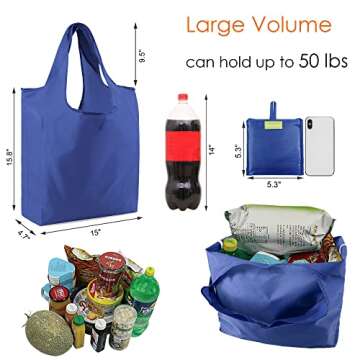 BeeGreen Reusable Grocery Bags Set of 6, Shopping Bags For Groceries Reusable Shopping 50LBS Collaps...