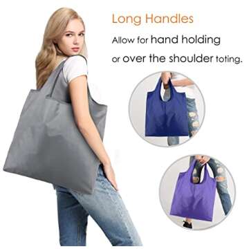 BeeGreen Reusable Grocery Bags Set of 6, Shopping Bags For Groceries Reusable Shopping 50LBS Collapsible Bags with Pouch, Machine Washable Lightweight Polyester Tote Bags Gifts Bags