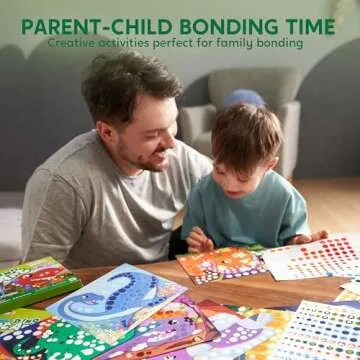 Klever Kits Dot Art Kit for Kids, No Mess Sticker for Toddler 3-7, Craft Kits, DIY Creative Activity, Travel Toy, Birthday Gifts for Boys Girls (Dinosaur)