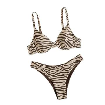 SweatyRocks Zebra Stripe Push Up Bikini Set - Women's Swimsuit