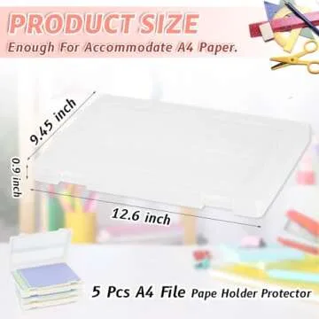 ALMOXVYE 5 Pack Portable Project Case, Plastic Paper Case for 8.5 x 11 Inch Letter A4 File Paper, Sc...