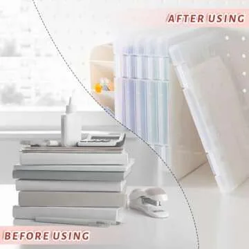 ALMOXVYE 5 Pack Portable Project Case, Plastic Paper Case for 8.5 x 11 Inch Letter A4 File Paper, Scrapbook Paper Storage Boxes for Photo, Document, Magazine, Stamps, Envelopes, Office School Supplies