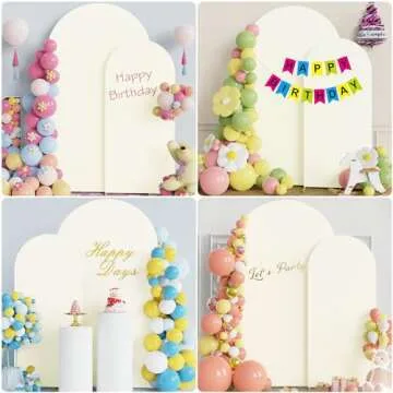 Asee'm Wedding Arch Cover Fitted Spandex Covers (7.2FT, 6FT) 2-Sided Round Top Chiara Backdrop Stand Cover Set of 2 for Party Birthday Banquet Decoration Ivory