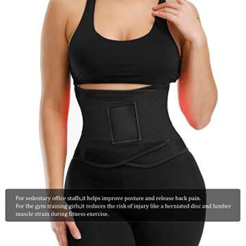 VENUZOR Waist Trainer Belt for Women - Waist Cincher Trimmer - Slimming Body Shaper Belt - Sport Girdle Belt (UP Graded)(Black,S)