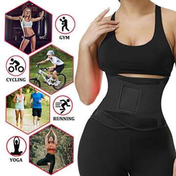 VENUZOR Waist Trainer Belt for Women - Waist Cincher Trimmer - Slimming Body Shaper Belt - Sport Girdle Belt (UP Graded)(Black,S)