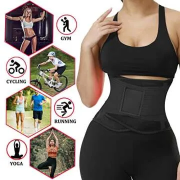 VENUZOR Waist Trainer Belt for Women - Waist Cincher Trimmer - Slimming Body Shaper Belt - Sport Girdle Belt (UP Graded)(Black,S)