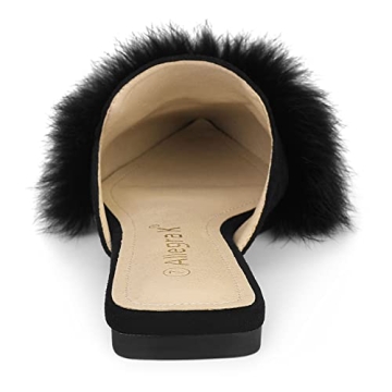 Allegra K Stylish Pointed Toe Faux Fur Slide Mules