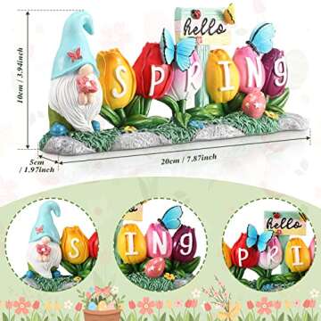 Hello Spring Decorations Resin Flower Decorations Spring Table Decorations Flower Figurines Home Dec...