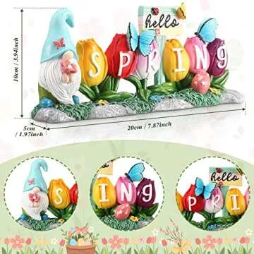 Hello Spring Decorations Resin Flower Decorations Spring Table Decorations Flower Figurines Home Dec...