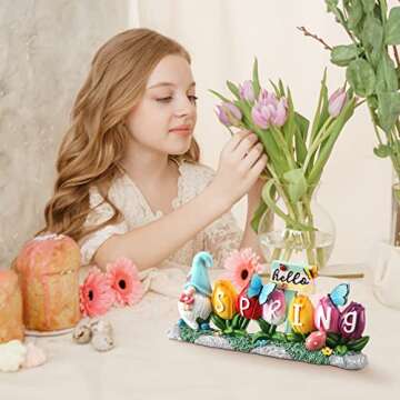 Hello Spring Resin Flower Figurines for Home or Office