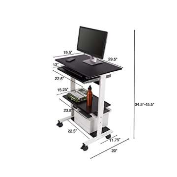 Mobile Adjustable Standing Workstation with Keyboard Tray
