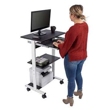 Mobile Adjustable Standing Workstation with Keyboard Tray