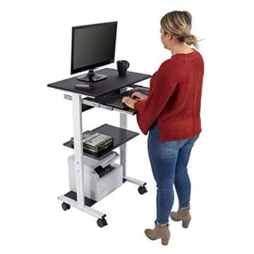 Mobile Adjustable Standing Workstation with Keyboard Tray