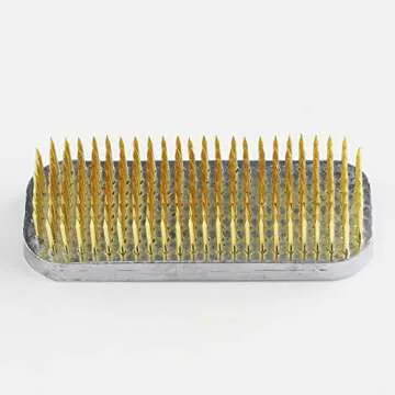 Wazakura Japanese Ikebana Kenzan Long Rectangular Flower Holder 3.4 in (87 mm), Made in Japan Floral Arranging Pin Frog Tool (3.4" (87mm) Long Rectangular Brass Kenzan)