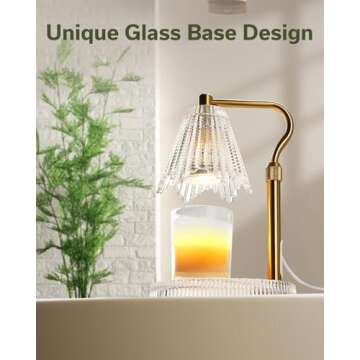 LISUNAR Candle Warmer Lamp with Timer & Dimmer, Glass Lamp Candle Warmer for Jar Candles, 2 Bulbs, Height Adjustable Electric Wax Warmer for Elegant Home Decor
