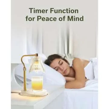 LISUNAR Candle Warmer Lamp with Timer & Dimmer, Glass Lamp Candle Warmer for Jar Candles, 2 Bulbs, Height Adjustable Electric Wax Warmer for Elegant Home Decor