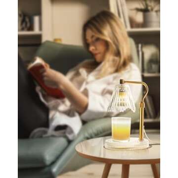 LISUNAR Candle Warmer Lamp with Timer & Dimmer, Glass Lamp Candle Warmer for Jar Candles, 2 Bulbs, Height Adjustable Electric Wax Warmer for Elegant Home Decor