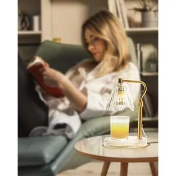 LISUNAR Candle Warmer Lamp with Timer & Dimmer, Glass Lamp Candle Warmer for Jar Candles, 2 Bulbs, Height Adjustable Electric Wax Warmer for Elegant Home Decor