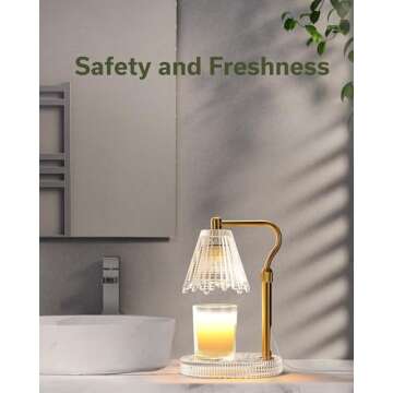 LISUNAR Candle Warmer Lamp with Timer & Dimmer, Glass Lamp Candle Warmer for Jar Candles, 2 Bulbs, Height Adjustable Electric Wax Warmer for Elegant Home Decor