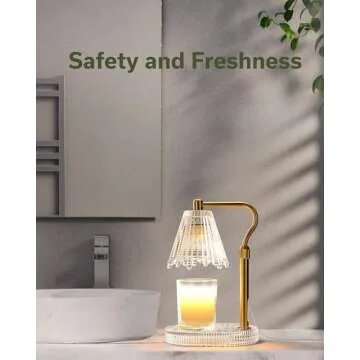 LISUNAR Candle Warmer Lamp with Timer & Dimmer, Glass Lamp Candle Warmer for Jar Candles, 2 Bulbs, Height Adjustable Electric Wax Warmer for Elegant Home Decor