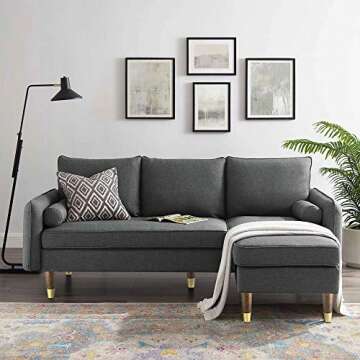 ALAMHI Wood Furniture Leg, Couch Legs 6 Inch Brown Round Tapered Mid-Century Modern Legs, with Brass...