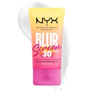 NYX PROFESSIONAL MAKEUP Blurscreen SPF 30 Primer – 3-in-1 Blurring Makeup Primer with Sunscreen, V...