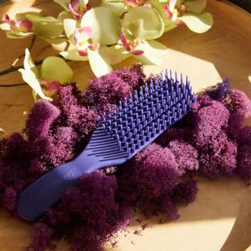 Purple Detangler Brush by Felicia Leatherwood - For Kinky, Curly, Wavy 4c or Straight Hair - Tame Your Tangles Smooth Your Coils - Pain Free for All Ages